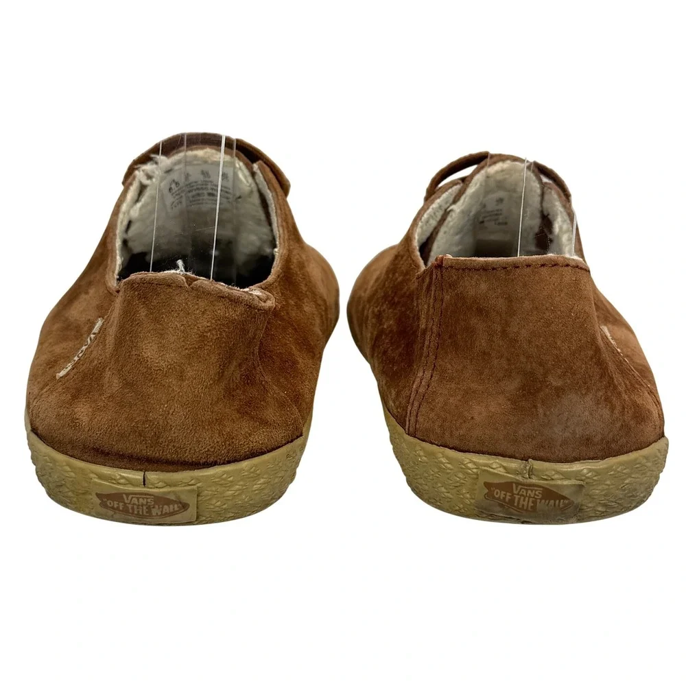 Vans Women's 8.5 Suede Fleece Lined Sneakers‎ Brown Cozy Retro Low Top Shoes